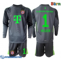 Fotballdrakt Barn Bayern Munich Manuel Neuer #1 Keeper Bortedraktsett 2025-26 Langermet (+ Korte bukser)